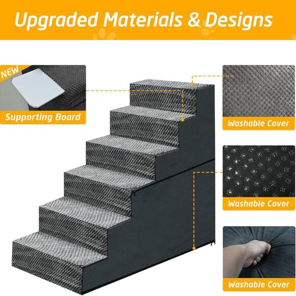 28" H Dog Stairs for Small and Medium Dogs 6-Step Ramps for High Beds - Picture 3 of 7